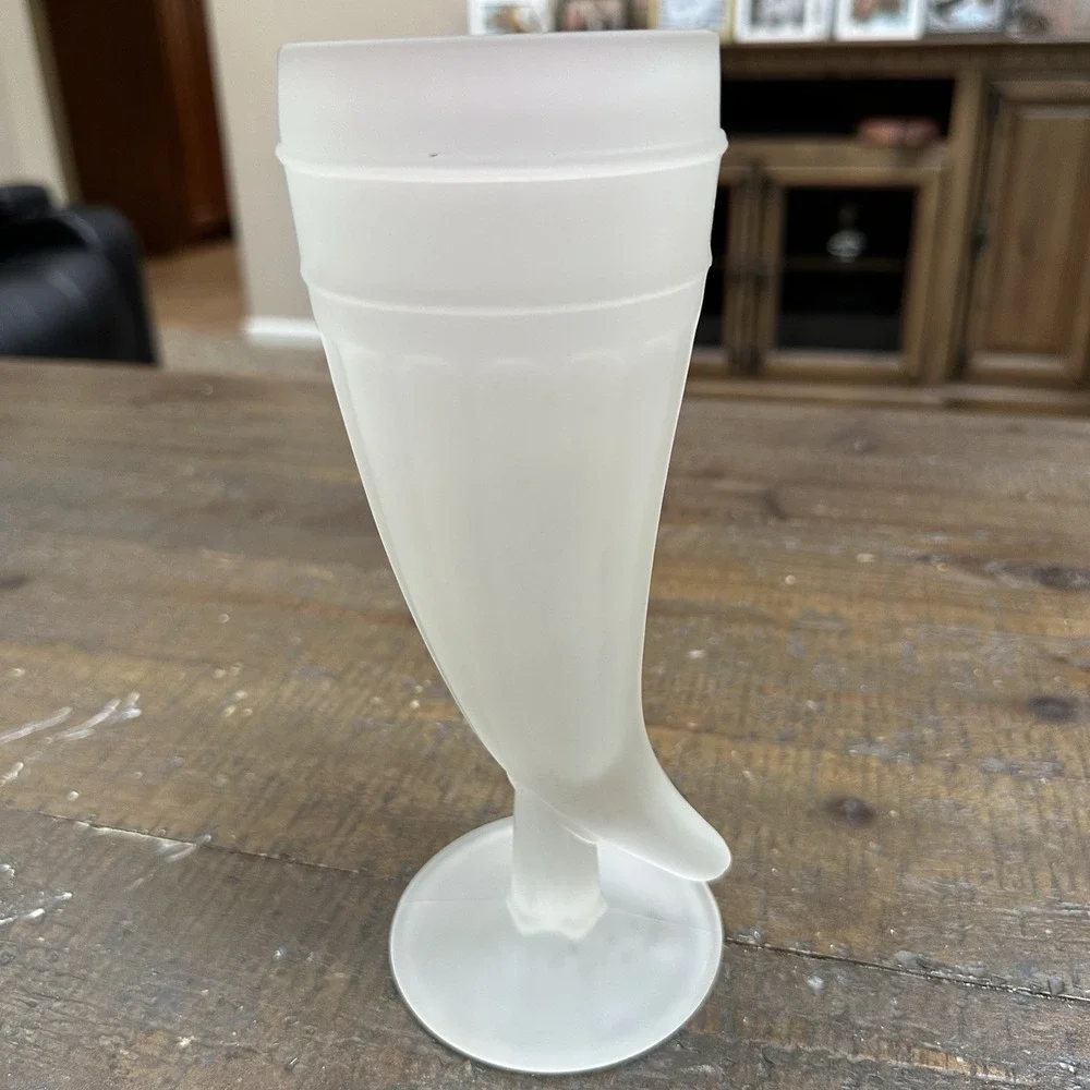 Set of 4 Frosted Glass Viking Horn Goblets Footed‎ Medieval Barware 8
